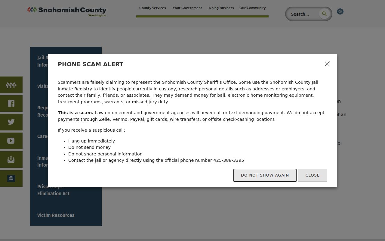 Lynnwood residents directory jail register scope